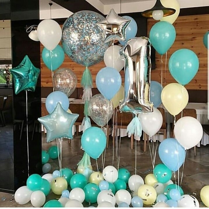 Фотозона из шаров бирюзовая