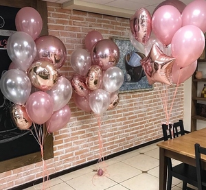 Фонтан из шаров "Розовое золото"