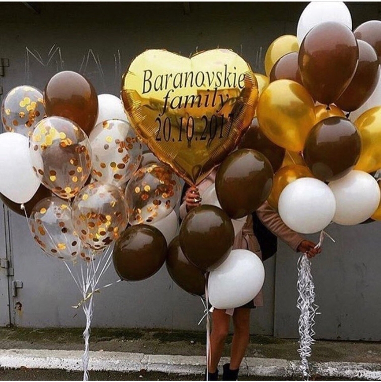 Фонтан из шаров "Золото-шоколад"