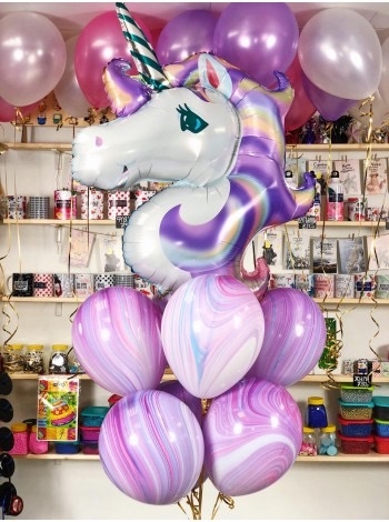 Фонтан из воздушных шаров "Единорог"