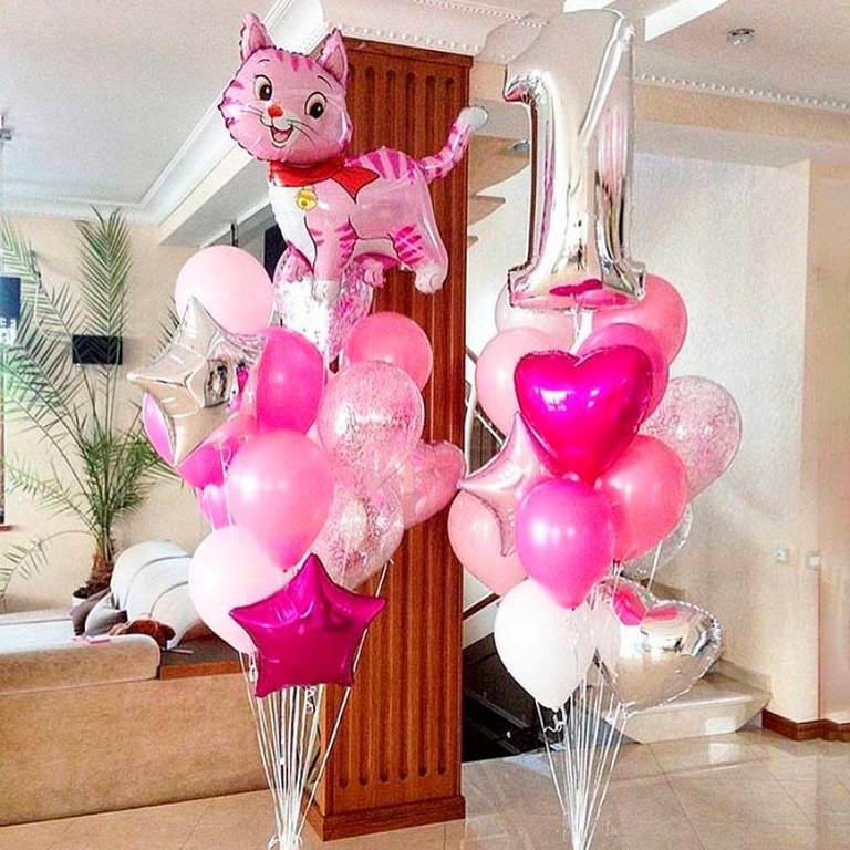 Набор воздушных шаров "Розовая кошка"