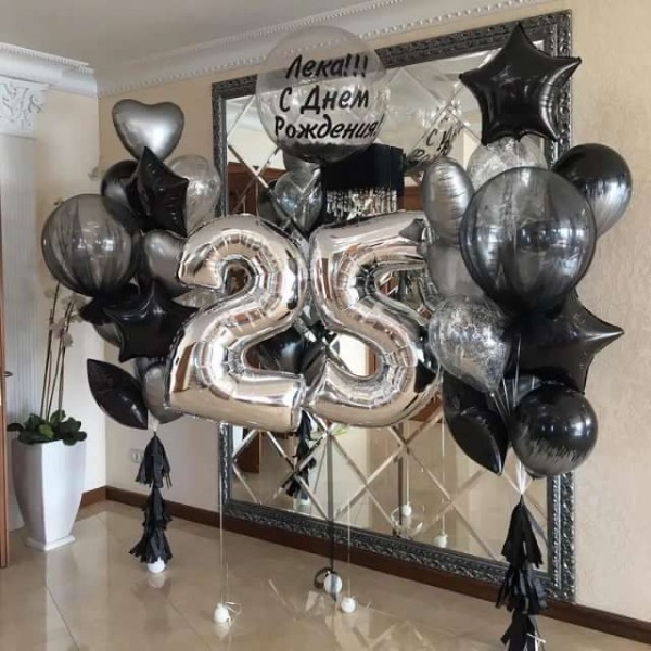 Набор воздушных шаров "Серебро-черный"