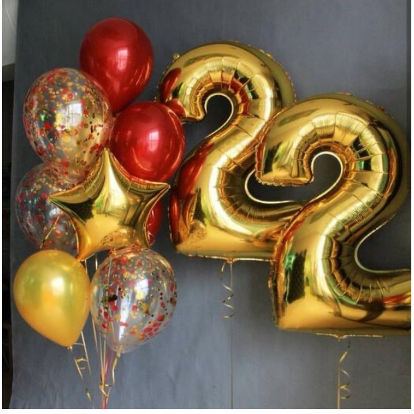 Набор воздушных шаров "Красный-золотой"
